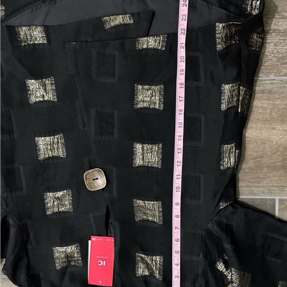 IC COLLECTION Black and Gold Blazer with Artistic Design - Picture 12 of 14